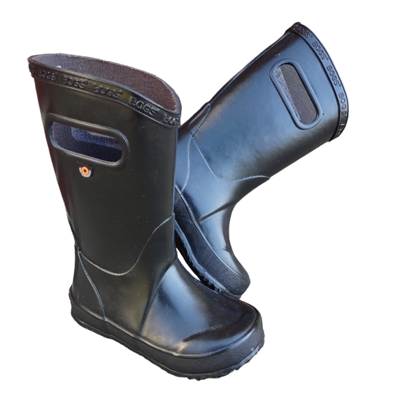 Bogs Youth Size 9 Black Waterproof Rainboots - Picture 1 of 16